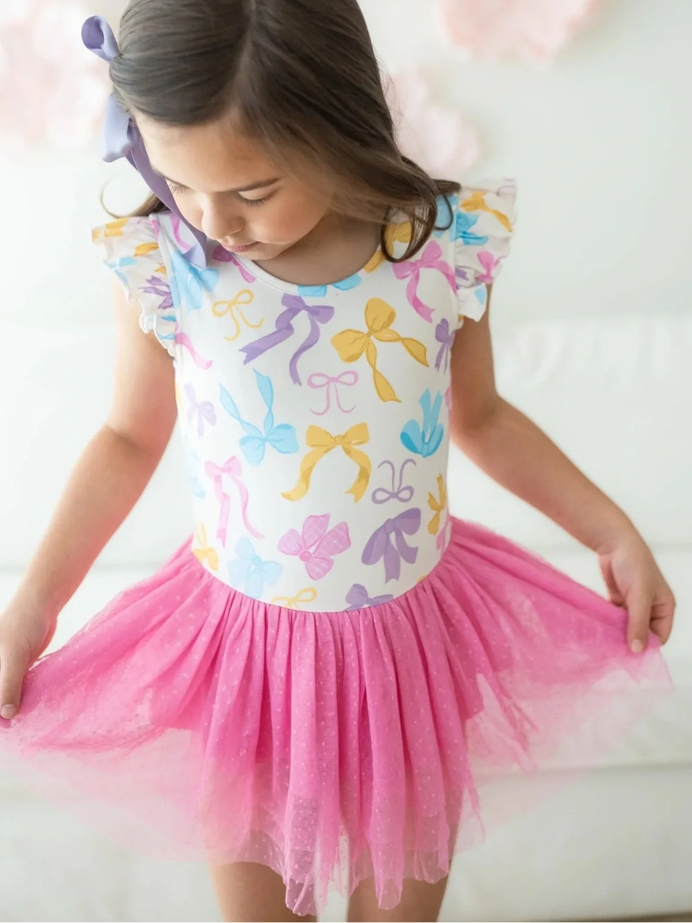 Girls Farrah Leotard - Bow Bliss by Cheeky Plum